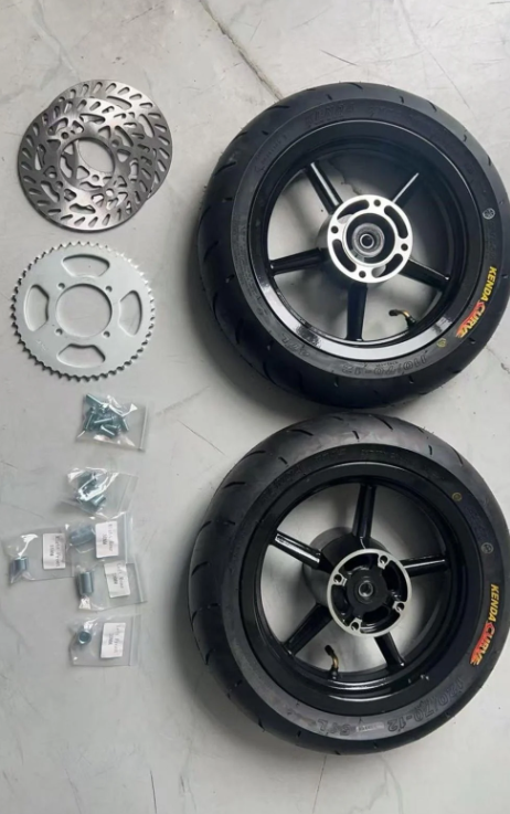 Tuttio Soleil / Yozma Super Moto Wheel Set, With Kenda 12" Tires (Black)